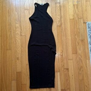 Goodnight Macaroon Black Ribbed Dress